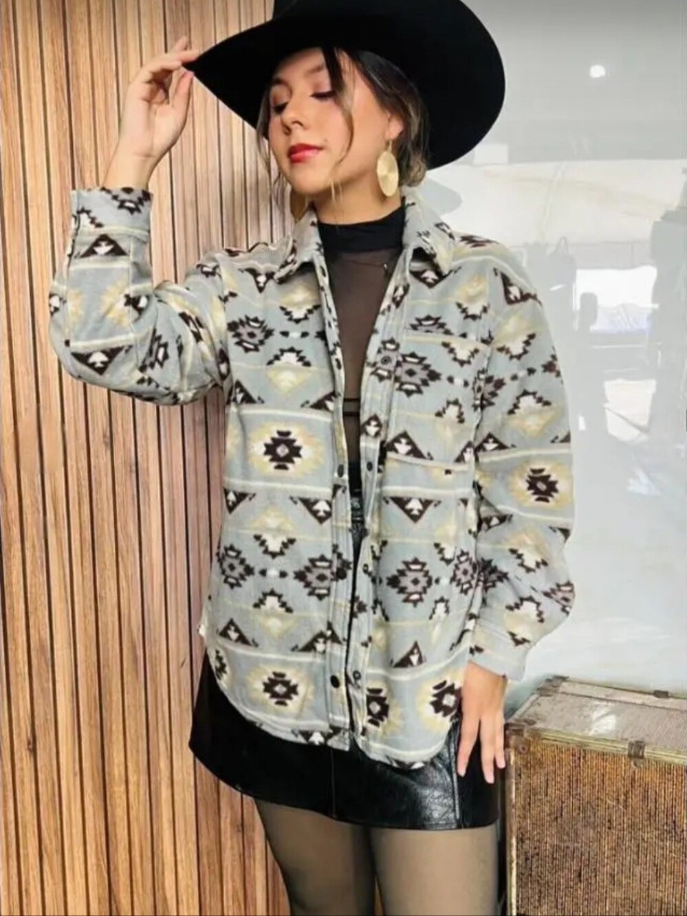 NWT Active USA Western Fleece Snap Button Down Jacket
